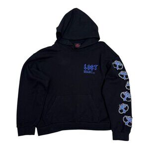 LOST INTRICACY Luxury Streetwear Rap Black Blue Hoodie Sweatshirt Mens XL